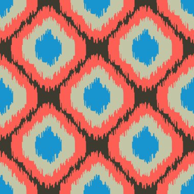 Ikat vektör seamless modeli. Geometrik arka plan kumaş, baskı veya kağıt ambalaj için.