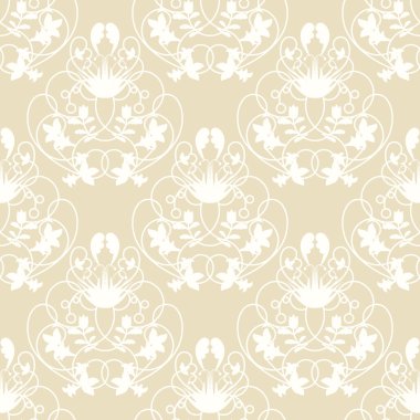 Zarif damasko bej sorunsuz vektör arka plan ile hassas girdap 