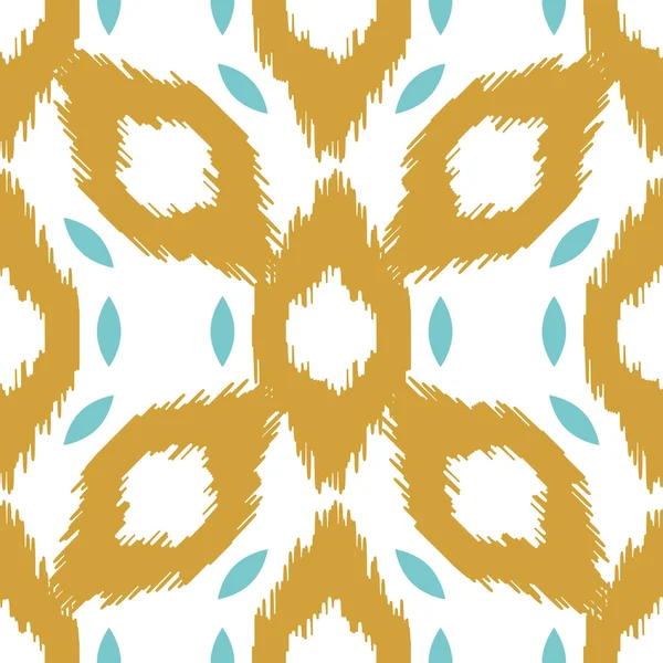 Ikat vector seamless pattern. Abstract geometric dijon yellow background for fabric, print or wrapping paper. — Stock Vector