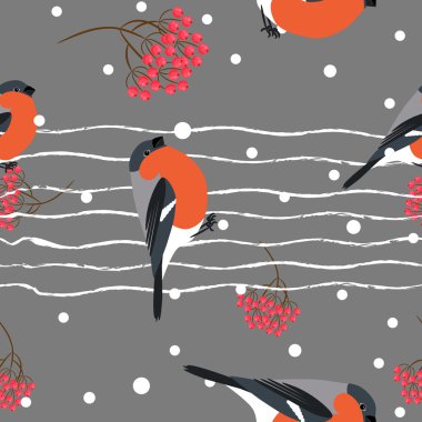 Şakrak kuşu ve berberry şube seamless modeli. Vektör arka plan