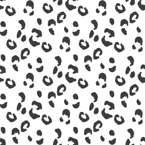 Leopard skin seamless pattern. Monochrome wild cat camouflage. Black and white color texture — Stock Vector