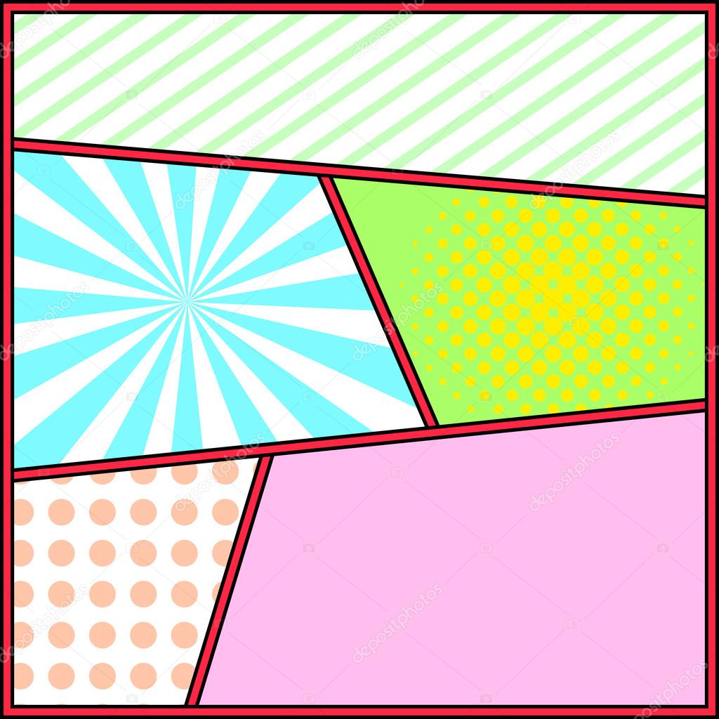 Pop art frame comics background page template