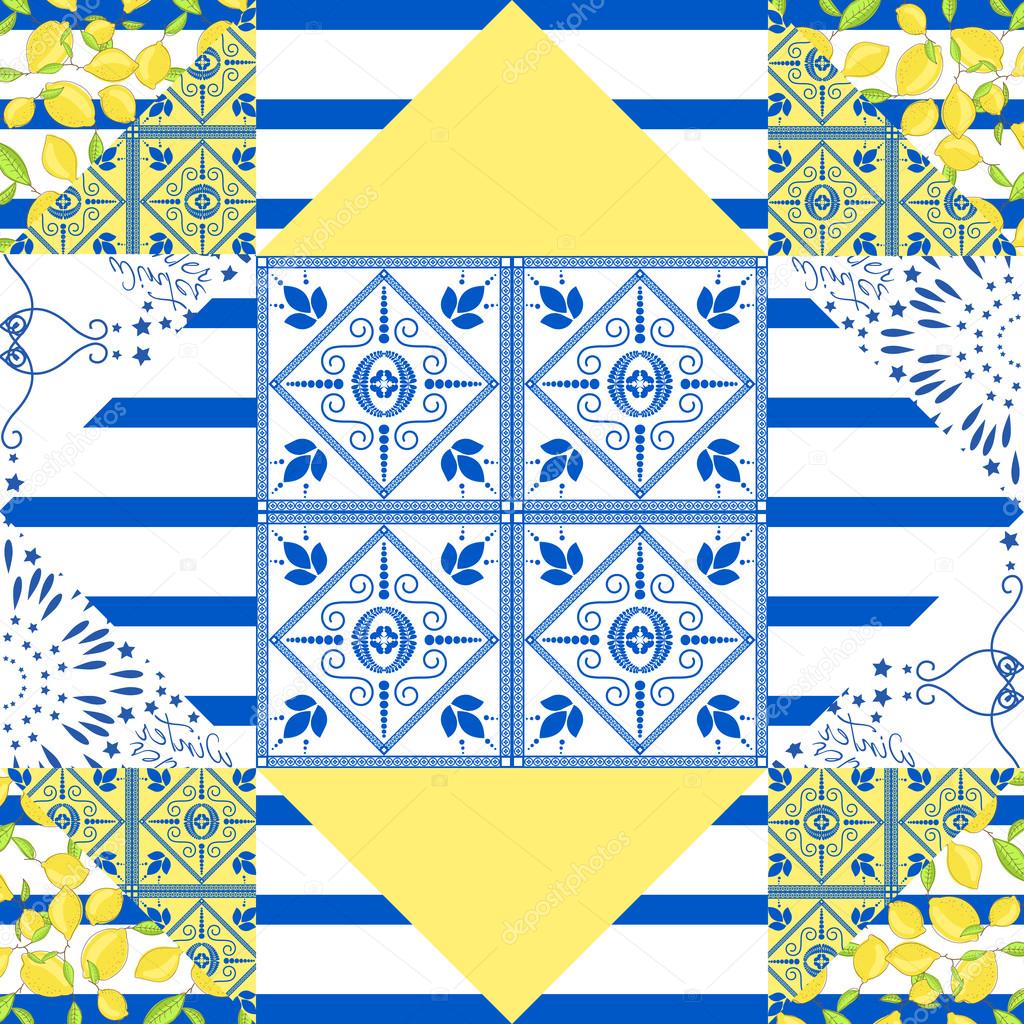Seamless patchwork pattern. Quilted fabric style.