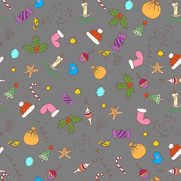 Fondo de patrón de Navidad. Papel vectorial sin costura . — Vector de stock