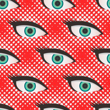 Pop art stil noktalı resim gözleri deseni