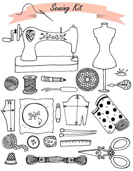 Sewing hand drawn vector kit Royalty Free Stock Illustrations