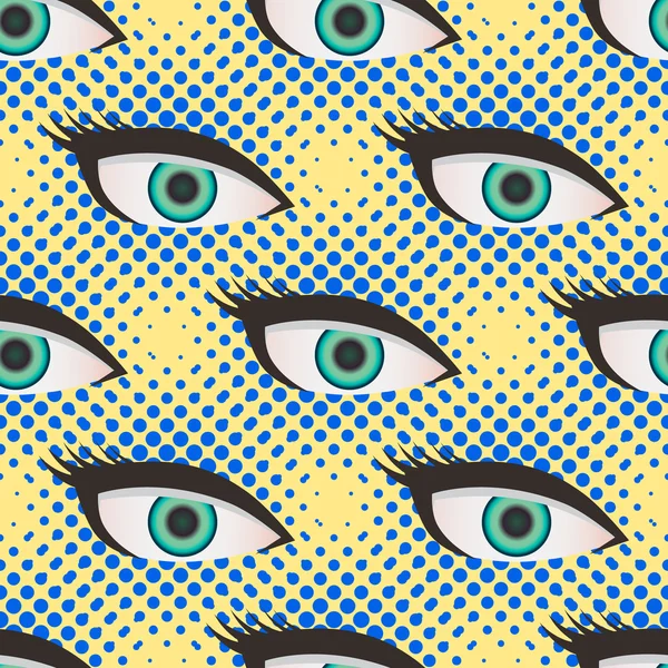 Pop arte estilo meio-tom olhos padrão — Vetor de Stock