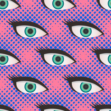 Pop art stil noktalı resim gözleri deseni