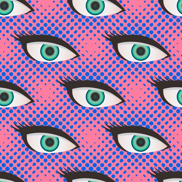 Style pop art motif demi-teinte yeux — Image vectorielle