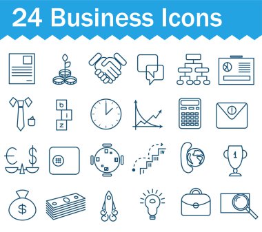 Thin line business icons set. Outline icon collection.