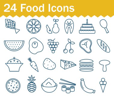 Thin line food icons set. Outline icon collection.