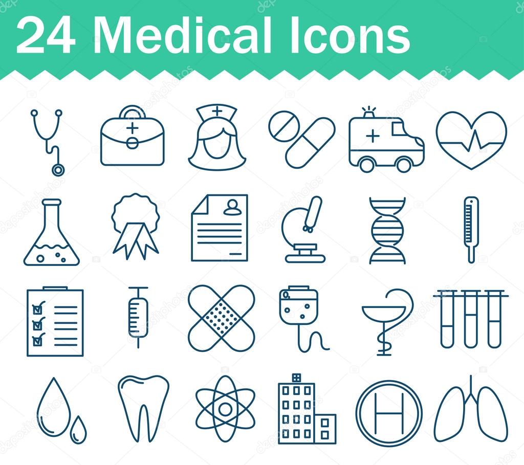 Thin line medical icons set. Outline icon collection.