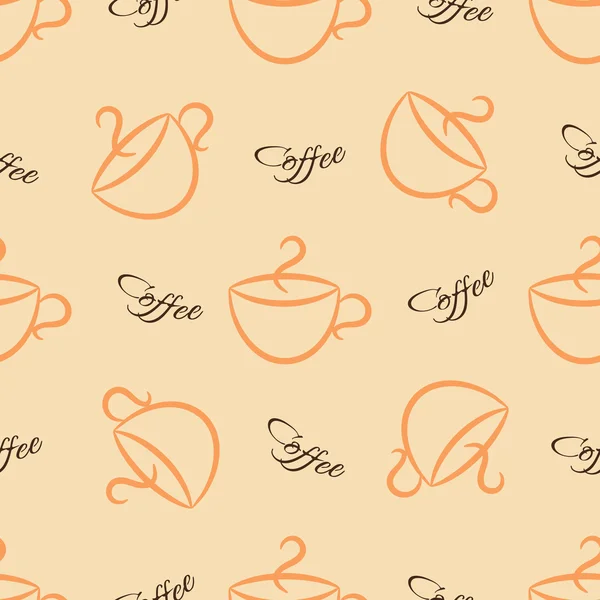 Coffee text seamless pattern. Beige word background. — Stock vektor