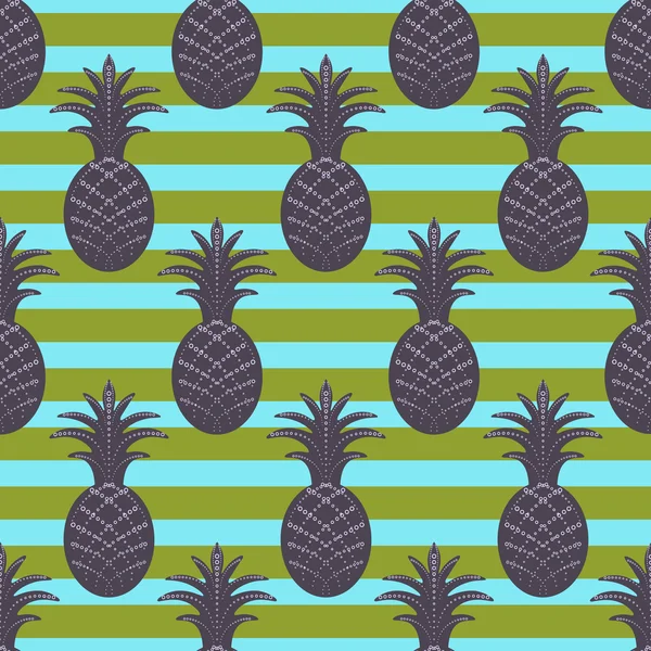菠萝条纹背景上的无缝模式 — 图库矢量图片