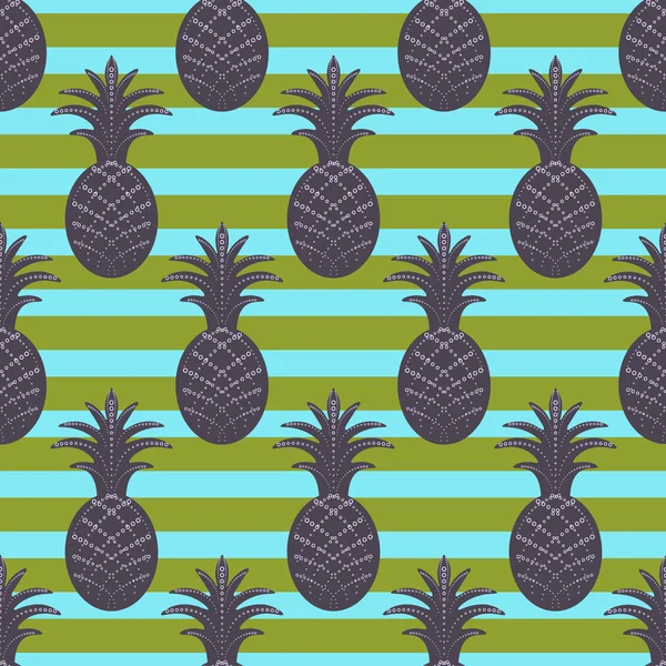 Ananas bezešvé vzor na pozadí proužek — Stockový vektor