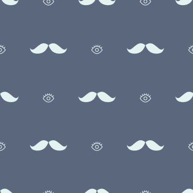 Movember mustache and eye hipster seamless pattern.
