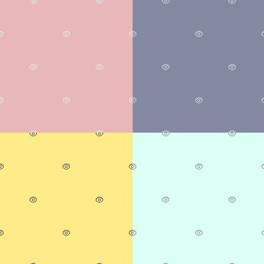 Movember eye hipster seamless pattern set.