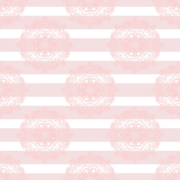 Bébé mandala rose motif subtil rayé sans couture . — Image vectorielle