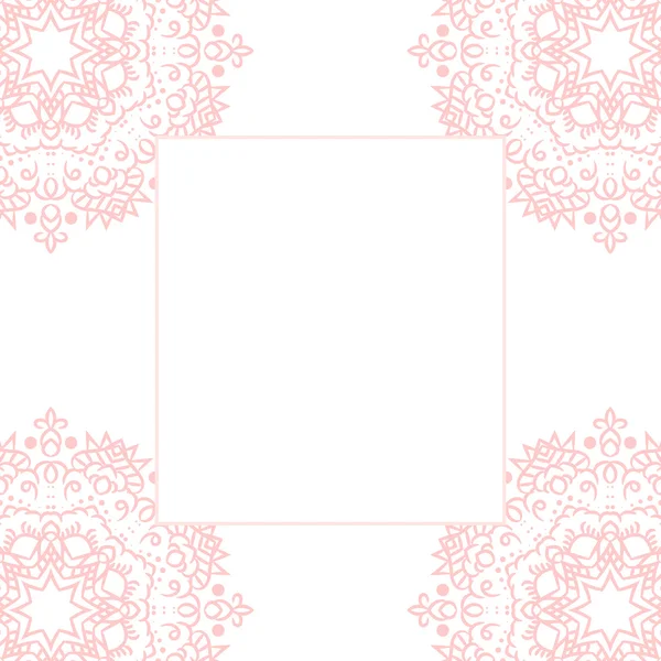 Dětské růžové mandala kartu pozadí šablony. — Stockový vektor