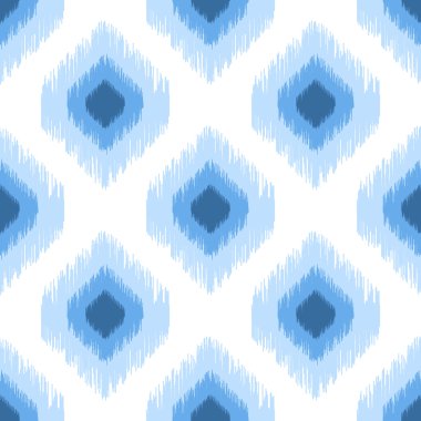 Mavi ikat sorunsuz vektör desen. Tekstil kumaş tasarım.