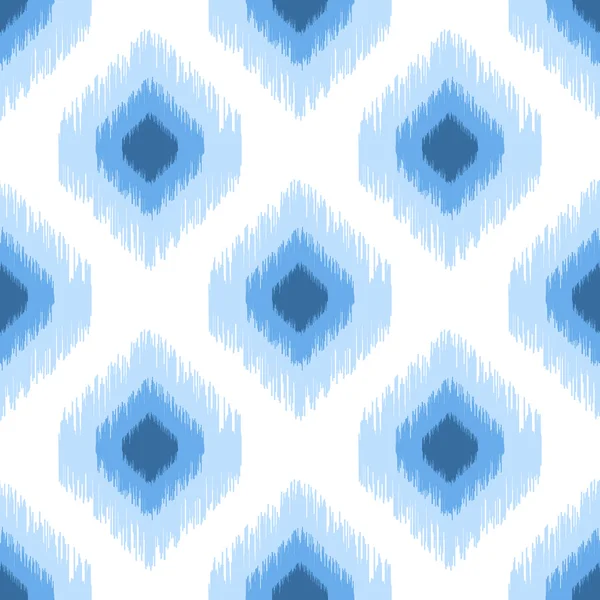 Blue ikat nahtloses Vektormuster. Textildesign. — Stockvektor