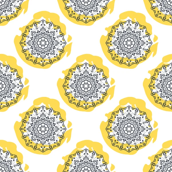 Patrón vectorial sin costura flor de Mandala. Fondo repetitivo . — Archivo Imágenes Vectoriales