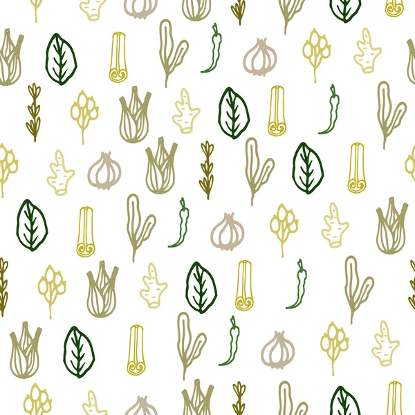 Ervas e especiarias doodle mão desenhada padrão . —  Vetores de Stock