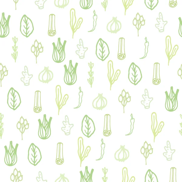 Herbes et épices motif gribouillé à la main . — Image vectorielle