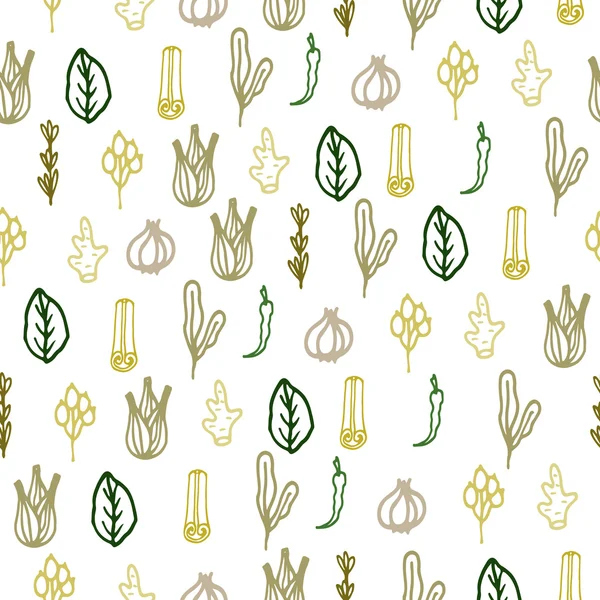 Herbs and spices doodle hand drawn pattern. — Stock Illustration Herbs and spices doodle hand drawn pattern. Stock Vector