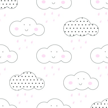 Bebek vektör seamless modeli. Hafif eğlenceli gökyüzü textil baskı.