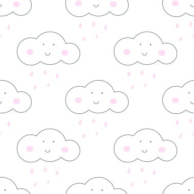 Bebek vektör seamless modeli. Hafif eğlenceli gökyüzü textil baskı.