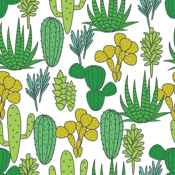 Succulents plant vector seamless pattern. Botanical black and white cactus flora fabric print. — Wektor stockowy