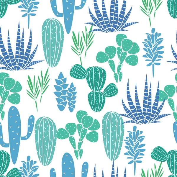 Succulents plant vector seamless pattern. Botanical black and white cactus flora fabric print. — Wektor stockowy