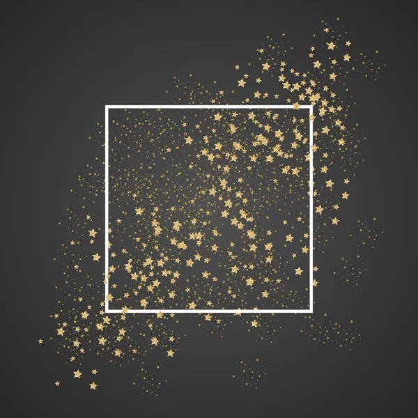 Χρυσό αστράφτει και αστέρια, με λευκό πλαίσιο σε μαύρο φόντο. — Διανυσματικό Αρχείο