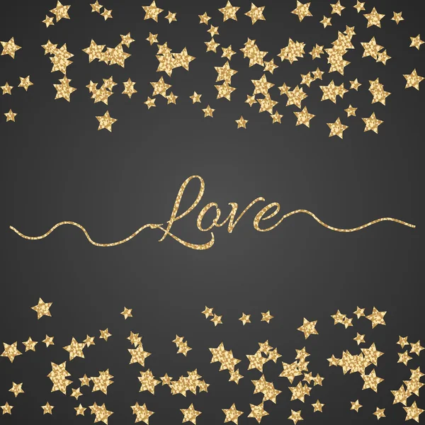Ημέρα του Αγίου Βαλεντίνου glitter λάμψη κάρτα φόντο. Χρυσό αγάπη κομφετί σύνορα. — Διανυσματικό Αρχείο