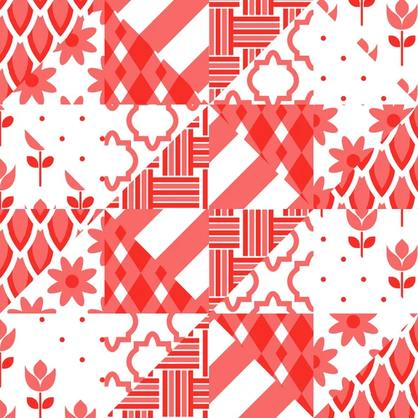 Patchwork edredón vector patrón azulejos . — Vector de stock