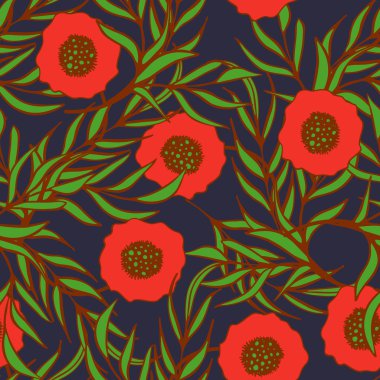 Haşhaş çiçeği vektörü pürüzsüz desen.