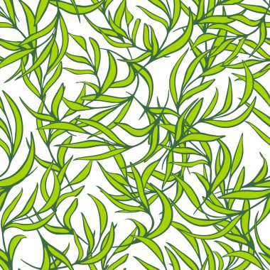 Doğal vektör Dikişsiz desen bırakır. El ağaç dalları çekilmiş. Mürekkep doodle botanik yazdırma.