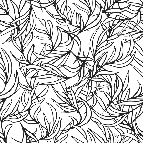 Natural leaves vector seamless pattern. Hand drawn tree branches. Ink doodle botanical print. — Stock Vector