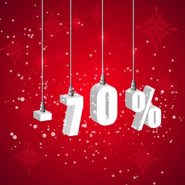 Tatil kış satış indirim afiş. 3D ampul basamak ışıklar asılı.