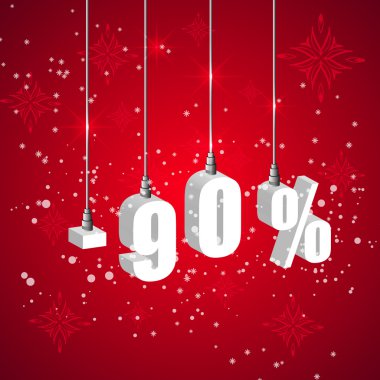 Tatil kış satış indirim afiş. 3D ampul basamak ışıklar asılı.