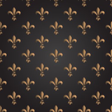 Fleur de lis Dikişsiz desen vektör. Fransız vintage stilize lily lüks sembolü.