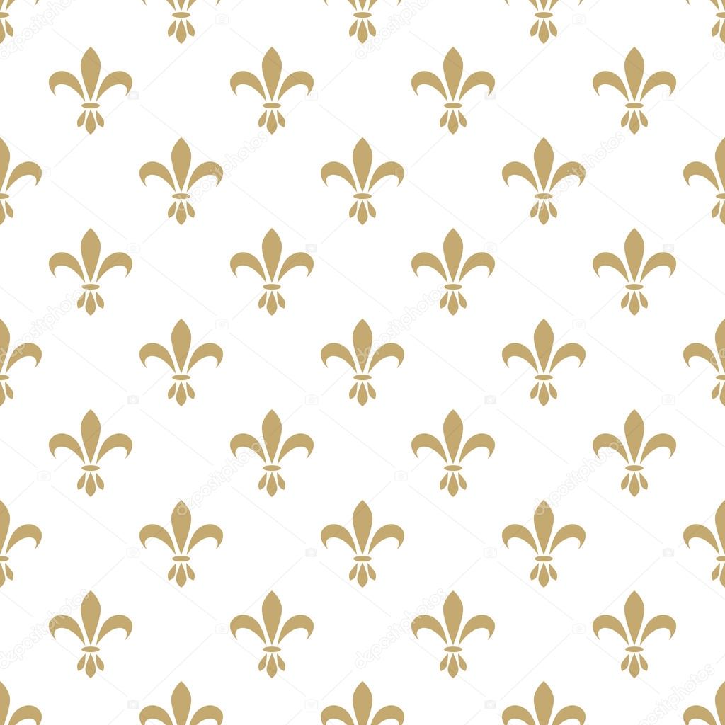 Fleur de lis seamless vector pattern. French vintage stylized lily luxury symbol.