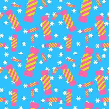 Tatlı şeker seamless modeli. Renkli şeker sarma kağıdı.