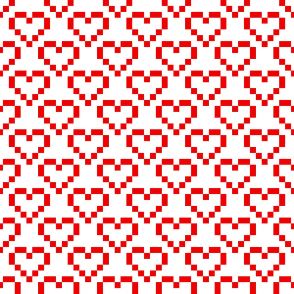 Pixel Art Herz nahtlose Muster. — Stockvektor