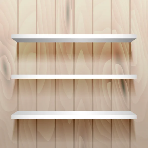 White empty shelves on the wall. — Stock Vector