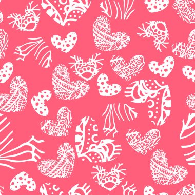 Mürekkep zentangle kalp seamless modeli.