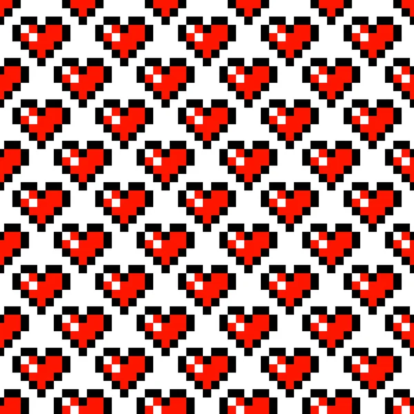 Pixel kunst hart naadloze patroon. — Stockvector