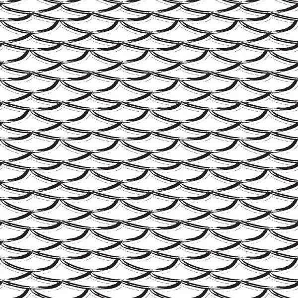 Černá a bílá horizontální ryb měřítku vzor. — Stockový vektor