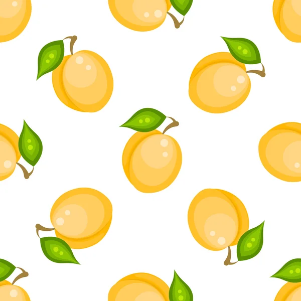 Geel abrikoos fruit naadloze vector patroon. — Stockvector